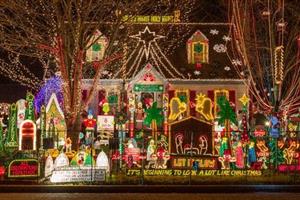 House covered with Holiday Lights